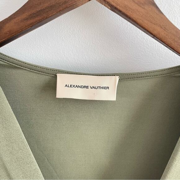 Alexandre Vauthier | Women’s Olive Green Stretch Jersey Gown Maxi Dress Ruched - Picture 7 of 14